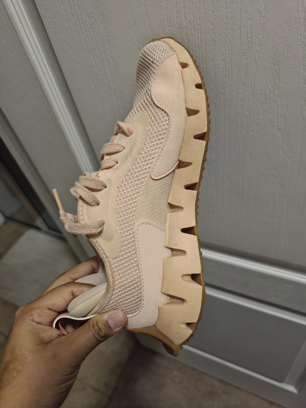 Reebok Women's Blush/Beige Mesh & Suede Trail Sneaker